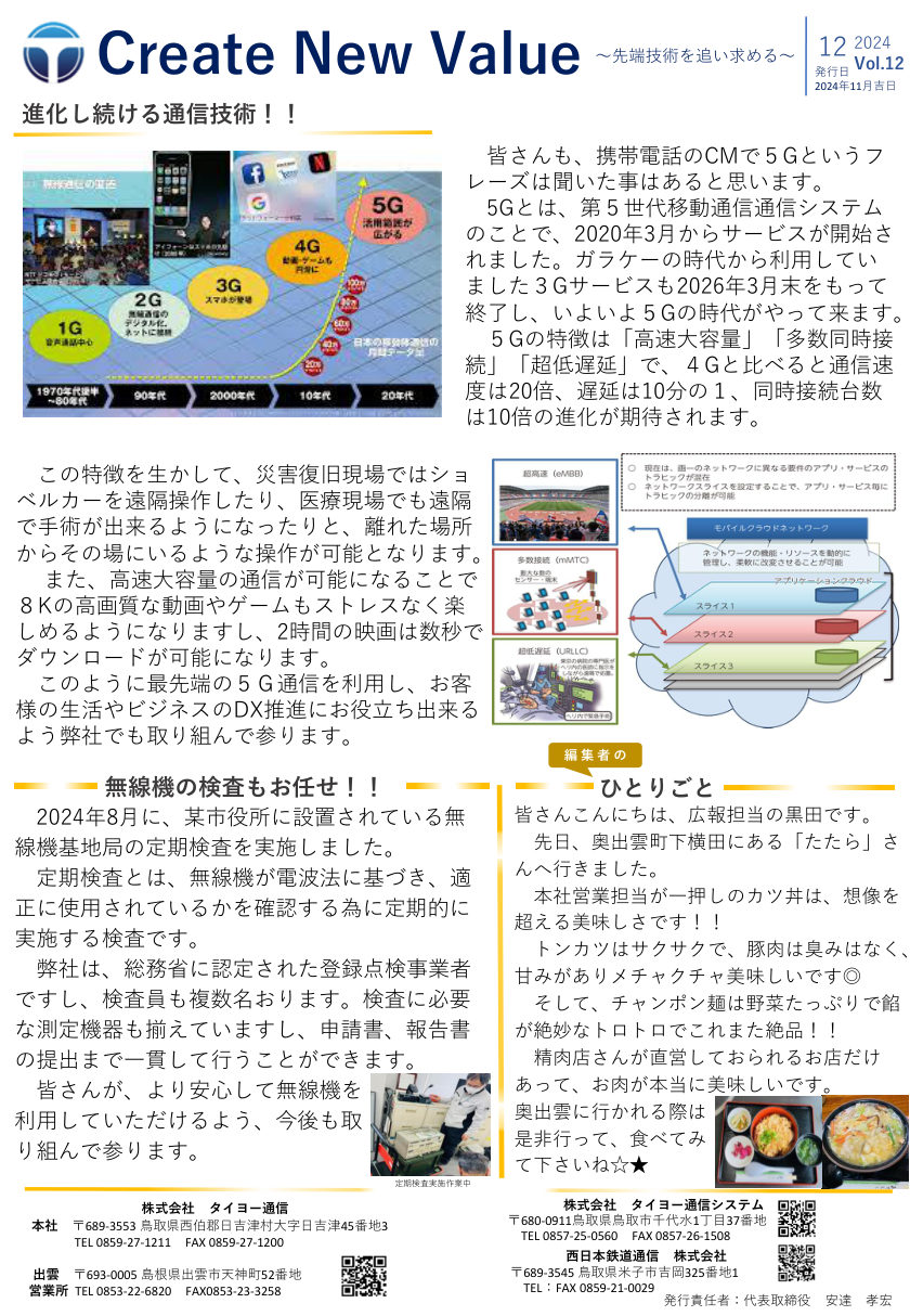 広報誌 Create New Value Vol.12 の表紙